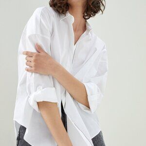 Brunello Cucinelli Monili White Blouse Poplin Button Down Shirt Size Large